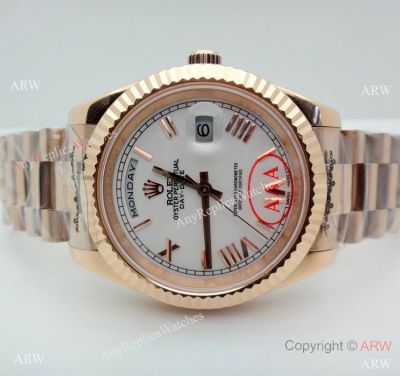 High Quality Rolex Day Date Rose Gold President White Dial Watch 40mm